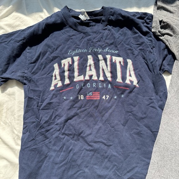 Set Of 2 Atlanta Georgia 1847 Graphic T Shirts Sz Large Gray Navy Short Sleeves - Picture 5 of 9